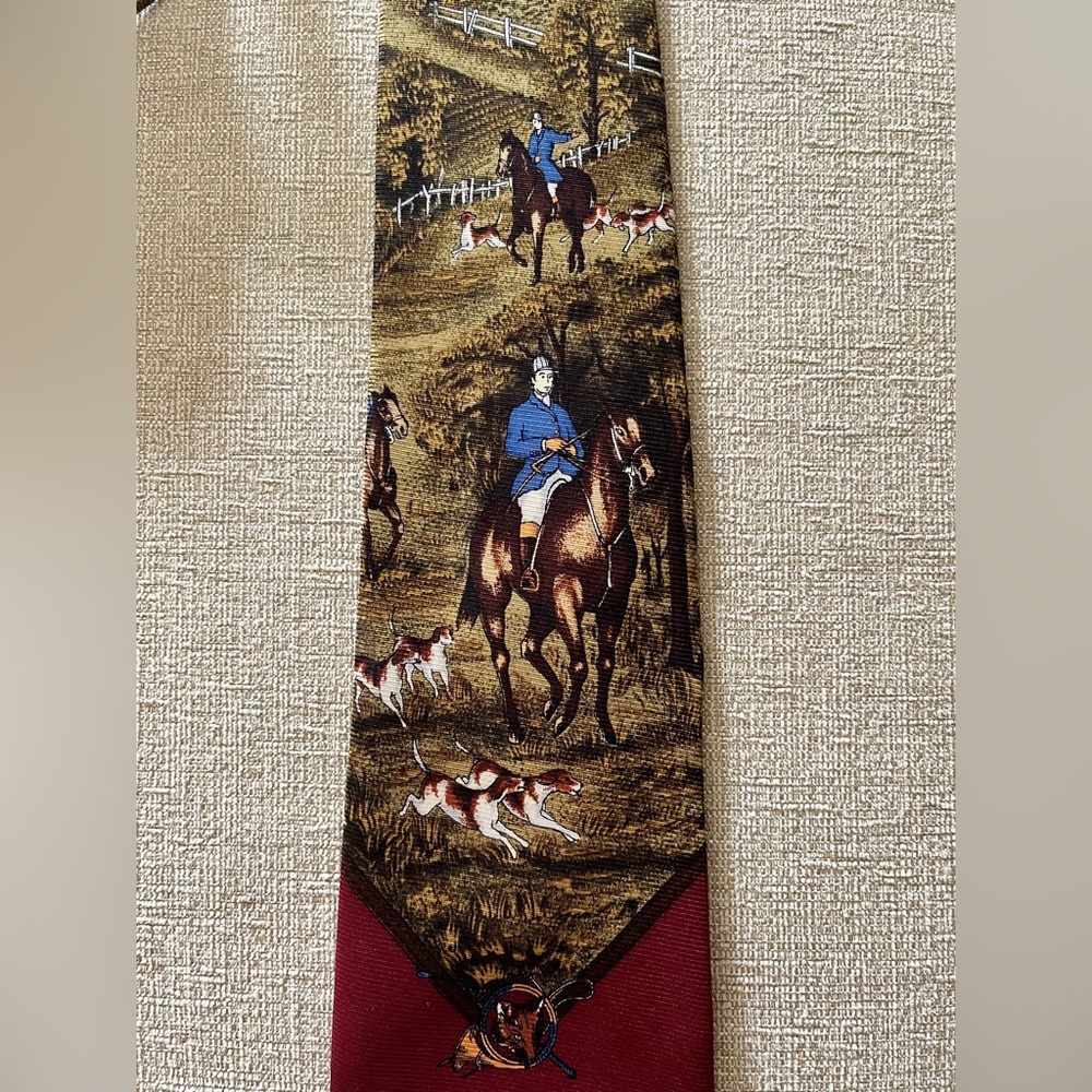 Polo Ralph Lauren silk tie with hunting scene print